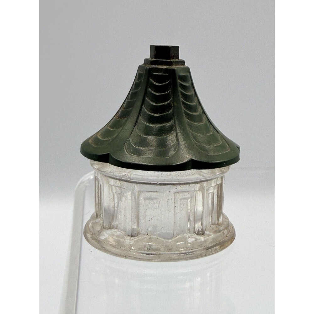 Vintage Prato Miniature Perfume Bottle Temple Gazebo Shape Green Roof